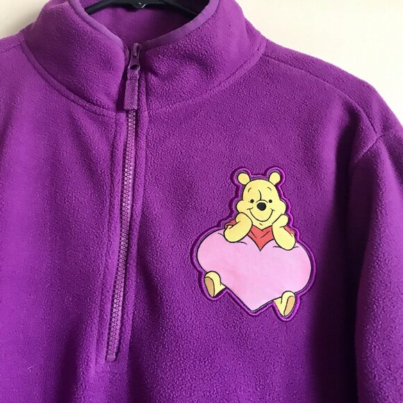 DISNEY STORE VINTAGE Purple WINNIE THE POOH FLEECE SWEATER SIZE LARGE - Picture 2 of 6